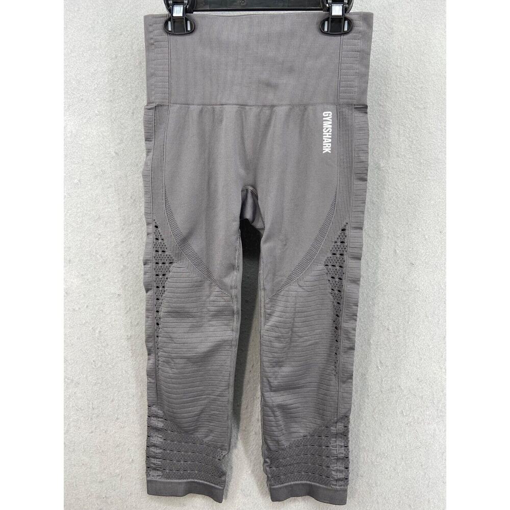 Gymshark Leggings Sz Small Capri Wide Waist Logo Cut Outs Knee Length Stretch